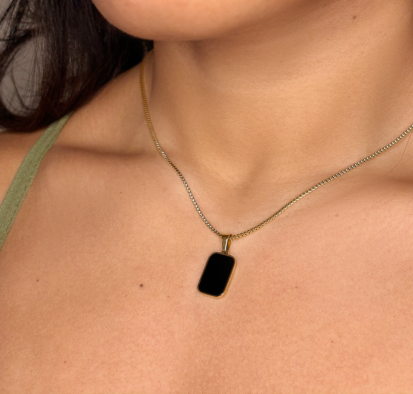 Black Agate Pendant Necklace